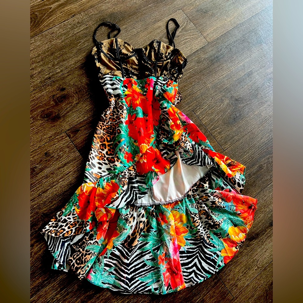 New Tropical vacay high low dress. Never worn